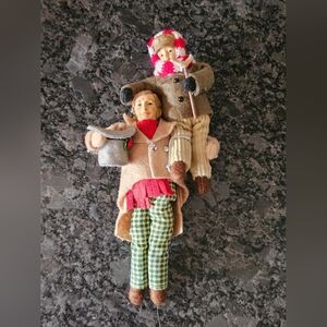 A Christmas Carol Ornament Bob Cratchit Tiny Tim Resin Plush Bendable 7" Read